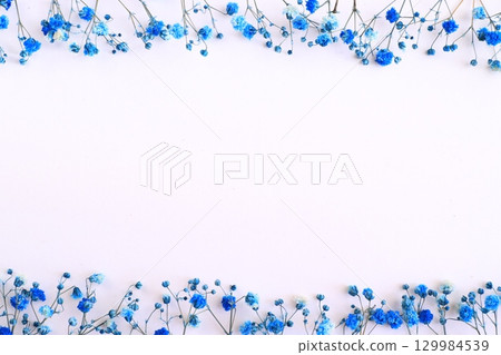 Blue gypsophila flower frame Blue gypsophila flower frame 129984539