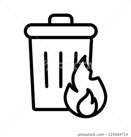 An image icon of flames coming out of a trash can. 129984714