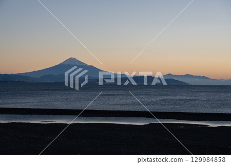 Mount Fuji and the sea at sunrise Mount Fuji and the sea at sunrise 129984858