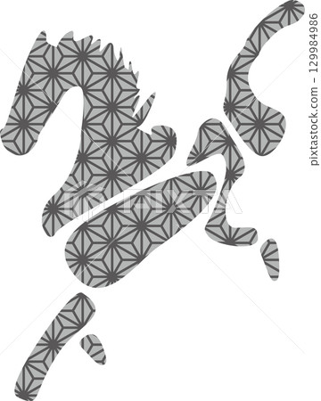 2026 Year of the Horse New Year's Card Material: Monotone Hemp Leaf Pattern Horse 129984986
