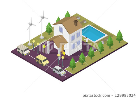 Modern isometric house 129985024