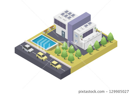 Modern isometric house 129985027