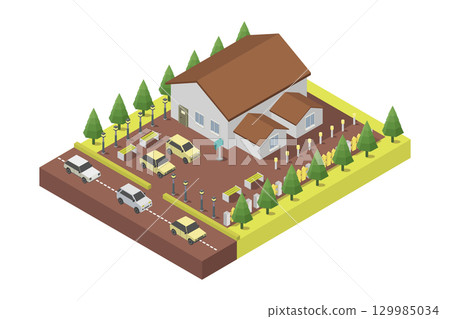 Modern isometric house Modern isometric house 129985034