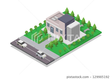 Modern isometric house 129985192