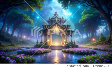 星空森林中的奇幻寺廟 星空森林中的奇幻寺廟 129985204