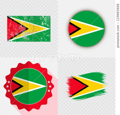 Guyana National Flag Icon Collection. Guyana National Flag Icon Collection. 129985609