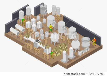Modern beer factory isometric Modern beer factory isometric 129985786