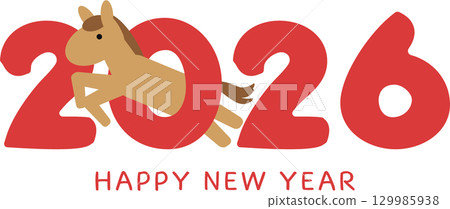 2026 Year of the Horse New Year's card material 2026 Year of the Horse New Year's card material 129985938