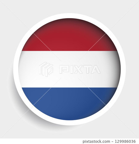 Flag of Netherlands, round icon with shadow, national symbol Flag of Netherlands, round icon with shadow, national symbol 129986036