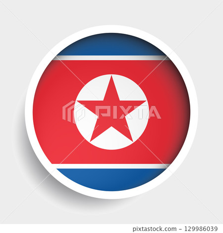 Flag of North Korea, round icon with shadow, national symbol 129986039
