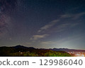 Night view and starry sky image of the Daisen mountain range 129986040