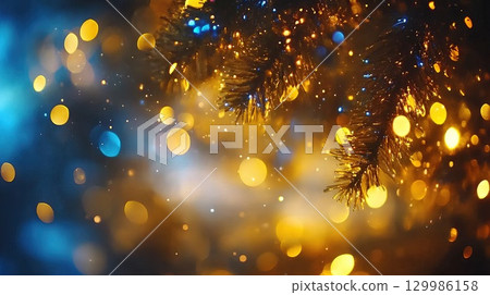 gold and blue bokeh lights. 129986158