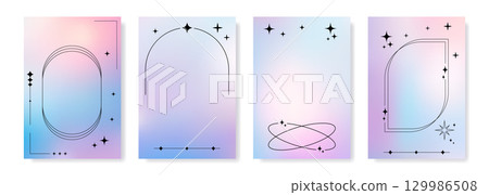 Modern vertical templates with pastel gradient backgrounds 129986508