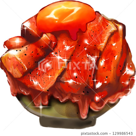 烤牛肉碗西餐碗插畫 烤牛肉碗西餐碗插畫 129986543