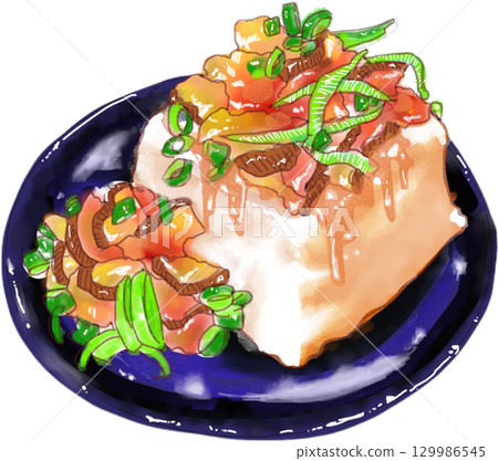 冷豆腐、豆腐菜、夏季日本料理的插圖 129986545