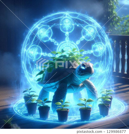 Turtle with a blue aura 129986877