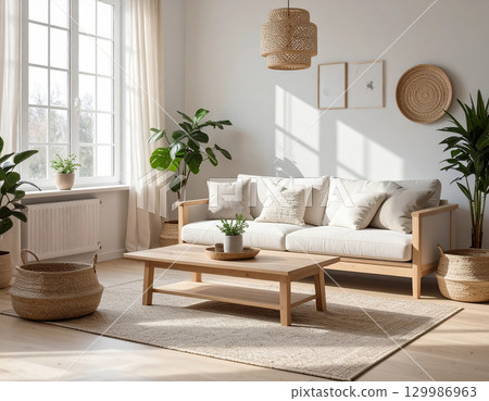 客廳室內裝潢協調自然風格 129986963