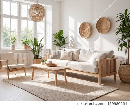 Living room interior coordination natural style 129986964