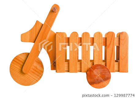wooden cart isolated on white background wooden cart isolated on white background 129987774