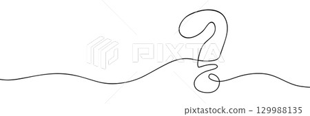 Continuous line drawing black question mark minimalist abstract illustration 129988135