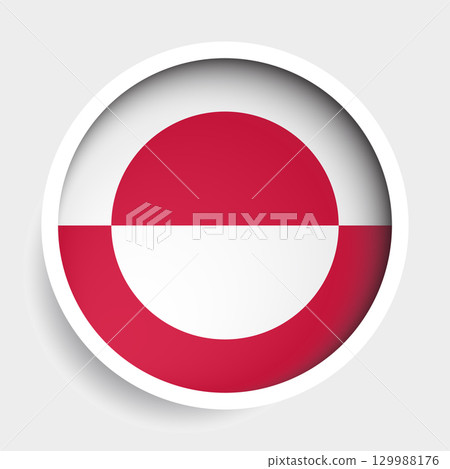 Flag of Greenland, round icon with shadow, national symbol 129988176
