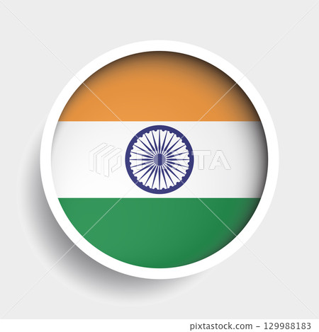 Flag of India, round icon with shadow, national symbol 129988183