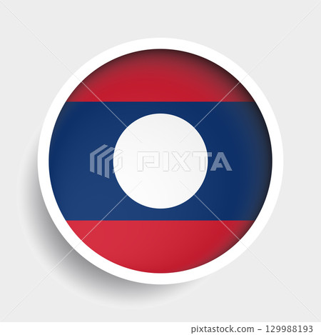 Flag of Laos, round icon with shadow, national symbol Flag of Laos, round icon with shadow, national symbol 129988193