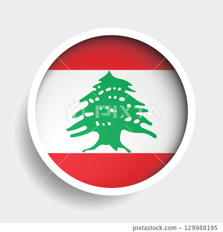 Flag of Lebanon, round icon with shadow, national symbol Flag of Lebanon, round icon with shadow, national symbol 129988195