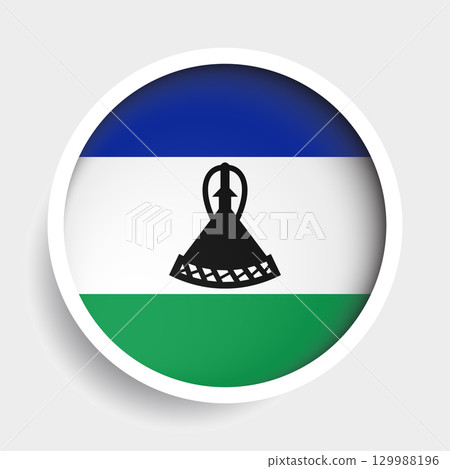 Flag of Lesotho, round icon with shadow, national symbol Flag of Lesotho, round icon with shadow, national symbol 129988196