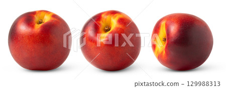 Ripe whole nectarine peach collection isolated. Ripe whole nectarine peach collection isolated. 129988313