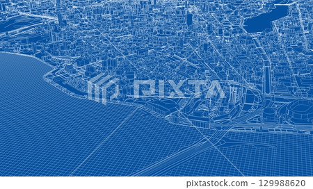 Urban modern landscape. Vector rendering of 3d 129988620