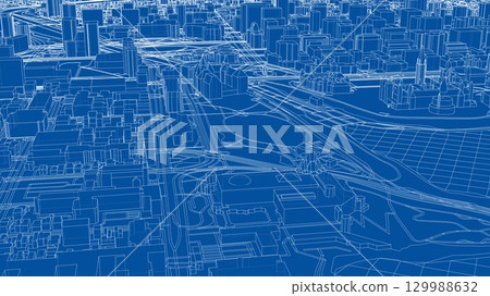 Urban Blueprint of a Cityscape 129988632
