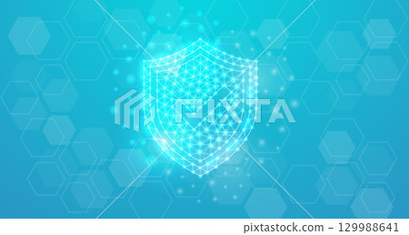 Shield with check mark low poly symbol with white connected dots. Antivirus geometric polygonal. Internet safety design vector illustration. Shield with check mark low poly symbol with white connected dots. Antivirus geometric polygonal. Internet safety design vector illustration. 129988641