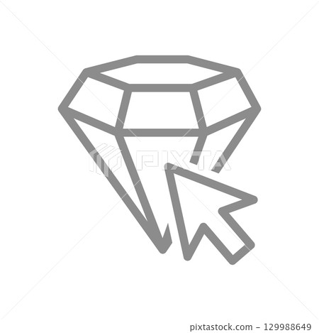 Diamond with arrow cursor line icon. Suggests online selection, click value, or premium digital interaction symbol. Vector illustration Diamond with arrow cursor line icon. Suggests online selection, click value, or premium digital interaction symbol. Vector illustration 129988649