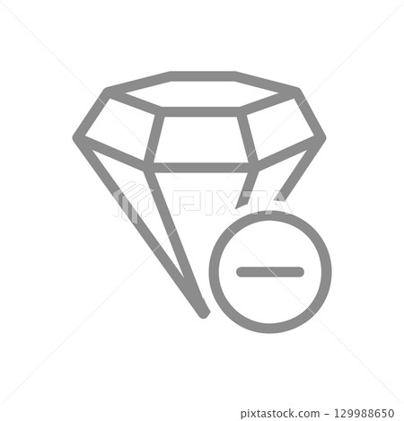 Diamond and minus sign line icon. Loss of value, downgrade, or price reduction symbol. Vector illustration 129988650