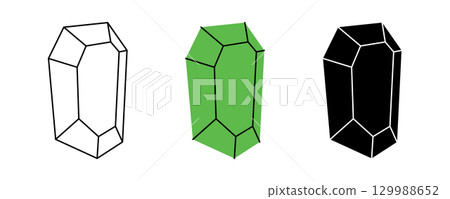 Glass shiny crystals. Spirituality crystals. Vector illustration 129988652