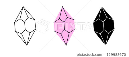 Mineral crystal. Mystical esoteric crystal. Vector illustration 129988670