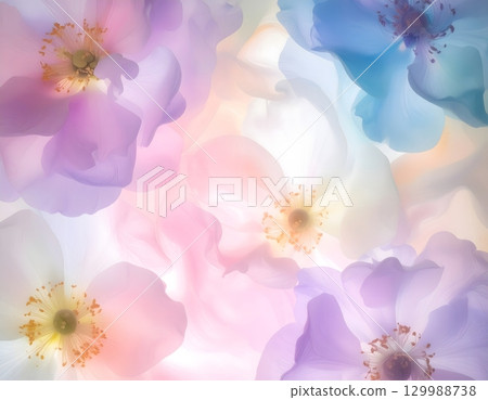 淡色花朵營造的夢幻景象 129988738