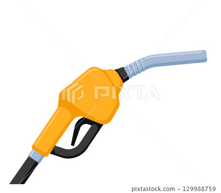 Realistic fuel nozzle. Fueling pistol for petrol or gasoline fill, oil handle pump dispenser, ethanol biodiesel refuel station. Vector illustration. 129988759