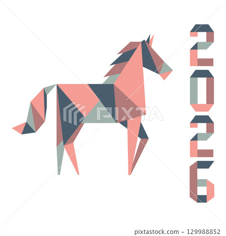 New Year Horse Symbol 2026 Chinese Zodiac Origami 129988852