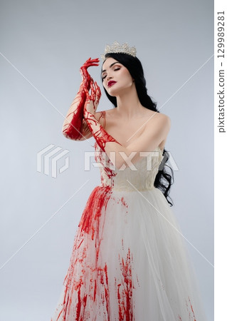 Bridal beauty in a blood-stained gown evokes a haunting fairy tale Bridal beauty in a blood-stained gown evokes a haunting fairy tale 129989281