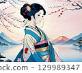 帶有浮世繪風格的女人 帶有浮世繪風格的女人 129989347