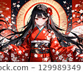 身著日本傳統服飾的女性散發著神秘的氣息 身著日本傳統服飾的女性散發著神秘的氣息 129989349