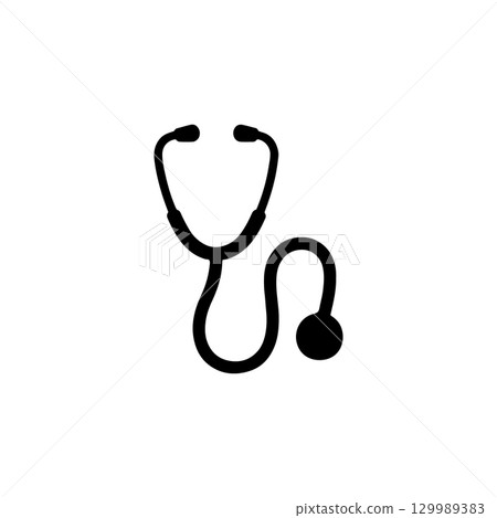 silhouette of a stethoscope medical tool on white background silhouette of a stethoscope medical tool on white background 129989383