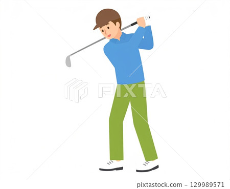 Illustration of a man playing golf 129989571