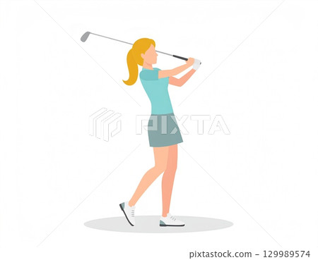 Women playing golf 129989574