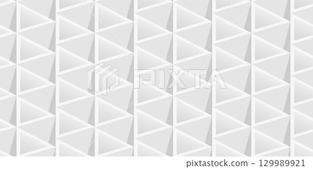 Vector seamless geometric 3d optical pattern. Repeatable architecture creative background. Decorative endless white and gray tile ceramic texture 129989921