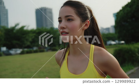 慢跑的日本女性 129989922