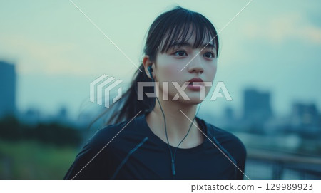 慢跑的日本女性 129989923