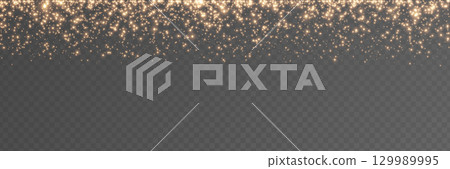 Gold glitter light background. Star particle bg. Magic dust frame. Christmas golden confetti. Glow shine bokeh particle. Winter holiday. Celebration banner. Luxury party. Vector illustration Gold glitter light background. Star particle bg. Magic dust frame. Christmas golden confetti. Glow shine bokeh particle. Winter holiday. Celebration banner. Luxury party. Vector illustration 129989995
